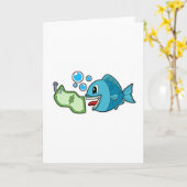 Carte Poisson avec billet de banque (Fleur jaune)