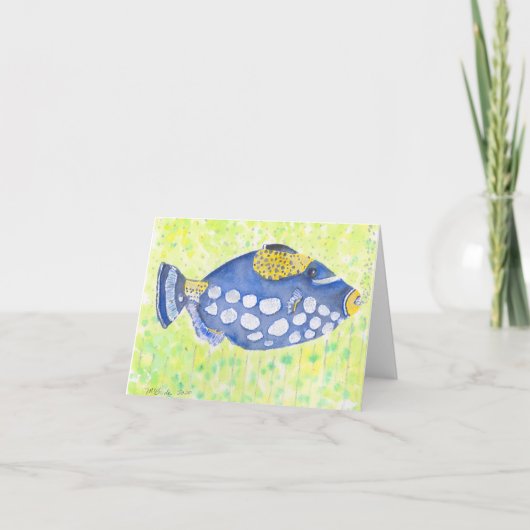 Carte Poisson bleu et jaune vif dans l'eau verte (Devant)