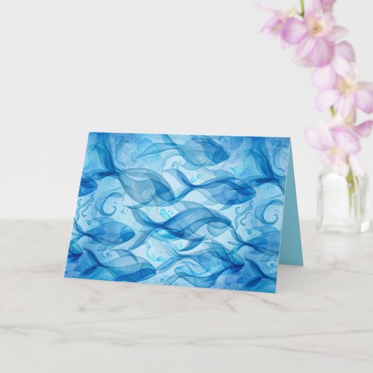 Carte Poisson Bleu Fluide Abstrait Harmonieux (Orchidée)