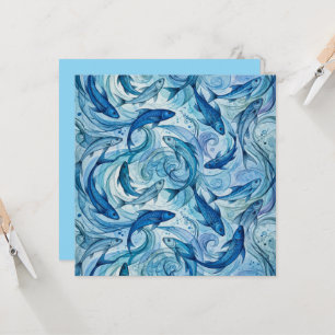 Carte Poisson Bleu Mystique Flowing Harmony