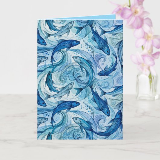 Carte Poisson Bleu Mystique Flowing Harmony (Orchidée)
