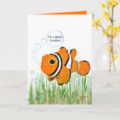 Carte Poisson clown d'anniversaire de petit-fils dans le (Fleur jaune)