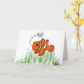 Carte Poisson clown en algue pour 3ème anniversaire (Fleur jaune)