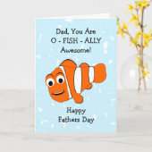 Carte Poisson Conception Fête des pères personnalisée (Fleur jaune)