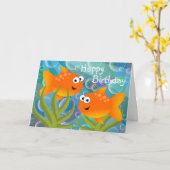 Carte Poisson d'anniversaire dans la mer (Fleur jaune)