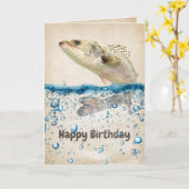 Carte Poisson d'anniversaire dans l'eau (Fleur jaune)