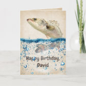 Carte Poisson d'anniversaire dans l'eau avec nom (Devant)