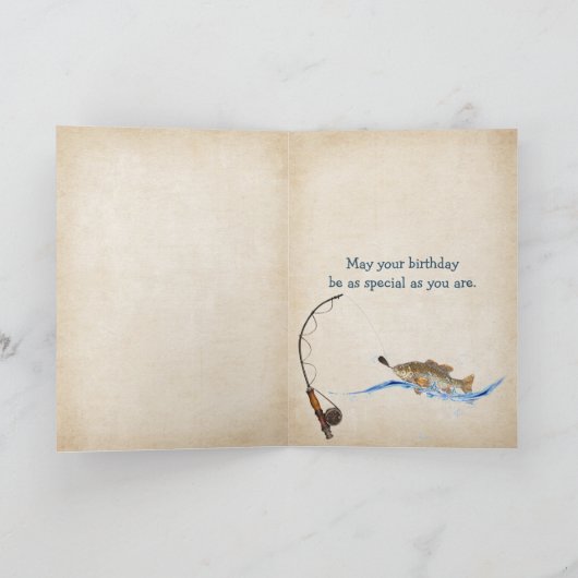 Carte Poisson d'anniversaire dans l'eau avec nom (Intérieur)