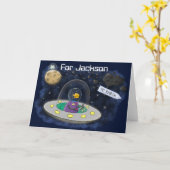 Carte Poisson dans OVNI, vaisseau spatial dessin (Fleur jaune)