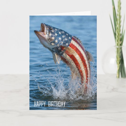 Carte Poisson de drapeau américain d'anniversaire (Devant)