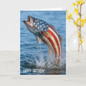 Carte Poisson de drapeau américain d'anniversaire (Fleur jaune)