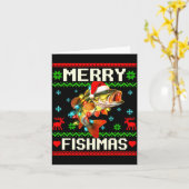 Carte Poisson de pêche B Joyeux Fishmas Pêcheur Noël lai (Fleur jaune)
