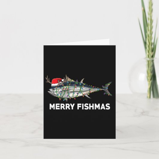 Carte Poisson de thon amusant Noël Santa Claus Xmas Pêch (Devant)