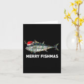 Carte Poisson de thon amusant Noël Santa Claus Xmas Pêch (Fleur jaune)