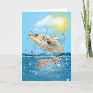 Carte Poisson de truite d'anniversaire en saut hors de l