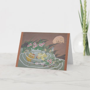 Carte Poisson d'or, chien et grenouille stylisés