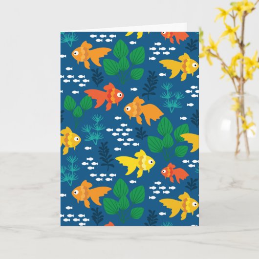 Carte Poisson d'or dans l'aquarium (Fleur jaune)