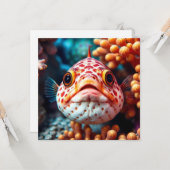 Carte Poisson Drôle Gros plan (Devant/Arrière en situation)