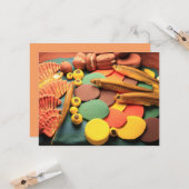 Carte Poisson, écailles d'art populaire (Devant/Arrière en situation)
