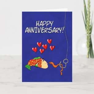 Carte Poisson et appât humoristique pour un joyeux anniv