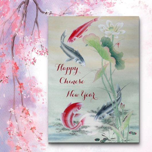 Carte Poisson Koi avec Lotus
