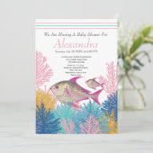 Carte Poisson rose, Baby shower Turquoise d'ahoy de cora (Debout devant)