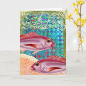 Carte Poisson rose, Fête des pères (Fleur jaune)