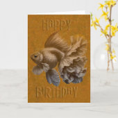 Carte Poisson rouge - anniversaire (Fleur jaune)