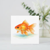 Carte Poisson rouge aquarelle  (Debout devant)