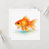 Carte Poisson rouge aquarelle  (Devant/Arrière en situation)