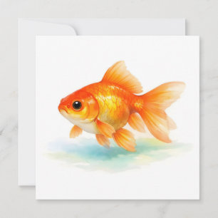 Carte Poisson rouge aquarelle