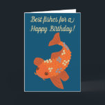 Carte Poisson rouge fait sur commande de Koi de message<br><div class="desc">Cette carte de voeux d'amusement est parfaite pour n'importe qui qui aime le poisson rouge de koi et les étangs à poissons ornementaux. Laissez le texte sur l'avant et l'intérieur comme est pour une salutation pleine de calembours d'anniversaire, ou créez votre propre carte de voeux faite sur commande pour n'importe...</div>