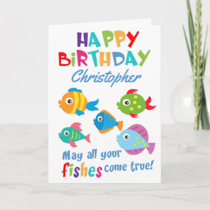 Carte Poissons amusants Anniversaire personnalisé