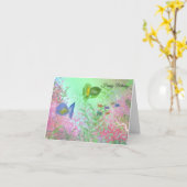 Carte Poissons colorés Voeux d'anniversaire (Fleur jaune)