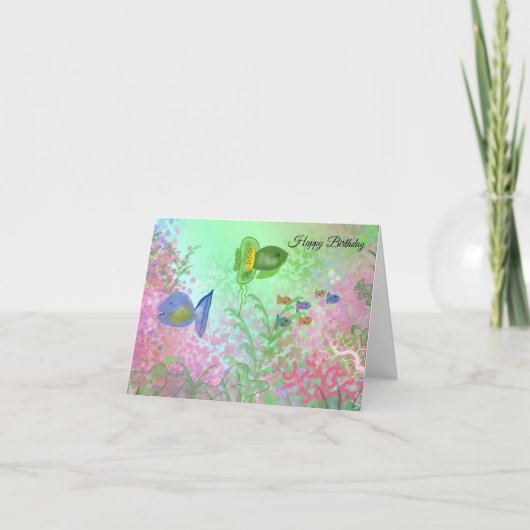 Carte Poissons colorés Voeux d'anniversaire (Devant)