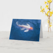 Carte Poissons japonais de koi dans l'étang, vue courbe (Fleur jaune)