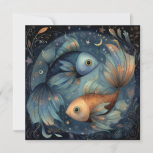 Carte Poissons Zodiaque Astrologie Céleste Anniversaire