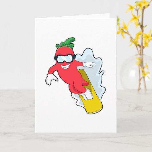 Carte Poivre au Snowboard avec Snowboard (Fleur jaune)