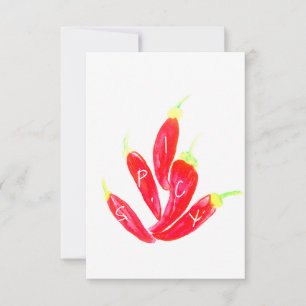 Carte Poivrons aquarelle peints à la main Chili Rouge