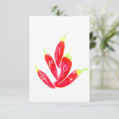 Carte Poivrons d'aquarelle peints à la main de chili rou (Debout devant)
