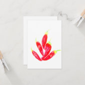 Carte Poivrons d'aquarelle peints à la main de chili rou (Devant/Arrière en situation)
