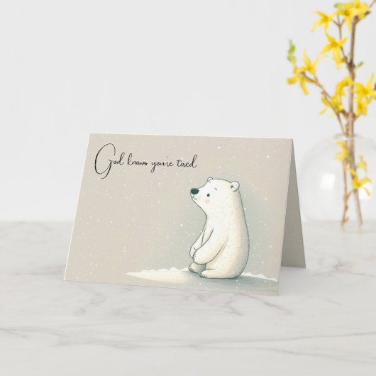 Carte Polar Bear pense à vous (Fleur jaune)