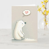 Carte Polar Bear pense à vous (Fleur jaune)