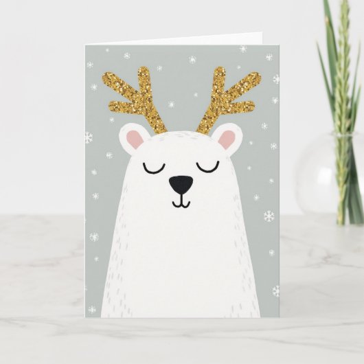Carte Polar Bear Reindeer Christmas Card (Devant)