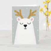 Carte Polar Bear Reindeer Christmas Card (Fleur jaune)