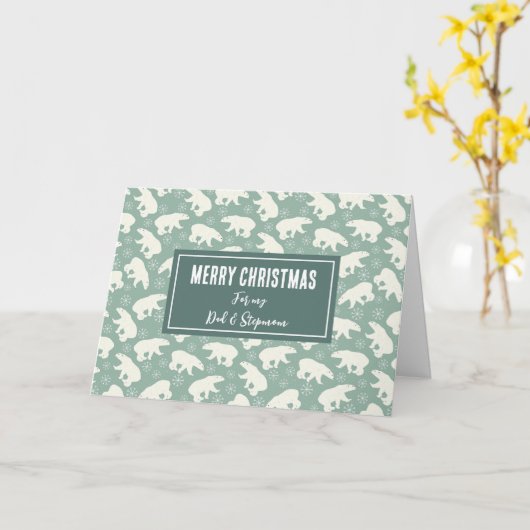 Carte Polar Bears Papa et StepMom Joyeux Noël (Fleur jaune)