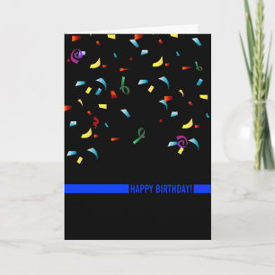 Carte Police Anniversaire Ligne Bleue Mince Personnalisé