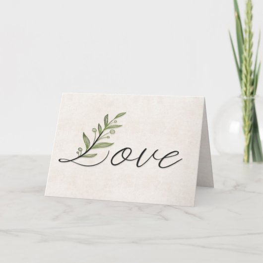 Carte Police d'amour mariage avec Feuilles (Devant)