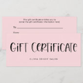 Carte Police de caractères manuscrite rose pâle | Certif (Devant / Derrière)