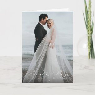 Carte Police de script élégant marié+Joyeux Noël photo